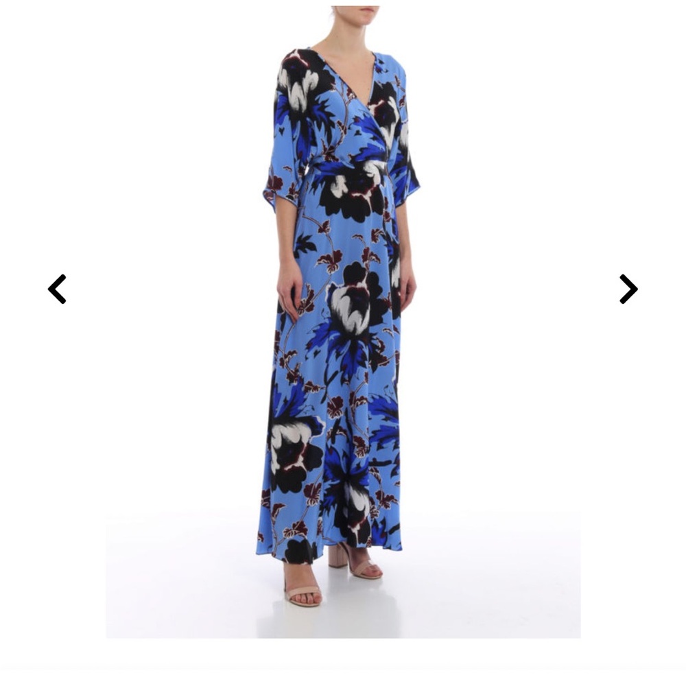 Diane Von Furstenberg Black and Blue Floral Maxi Dress (size M)